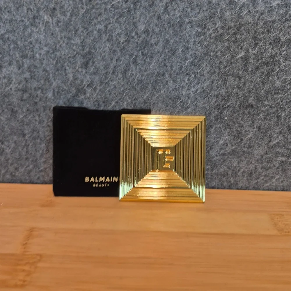 New Balmain Beauty Gold-Toned Geometric Pocket Mirror With Carry Case